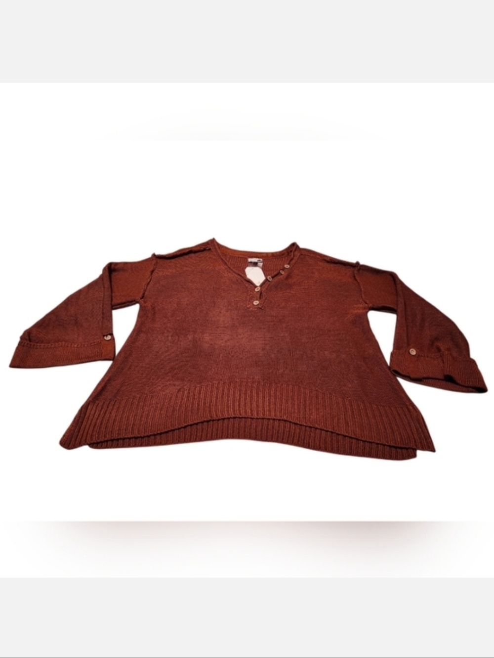 Women’s XL Belk Wonderly Brown Knit Sweater with Button Accents